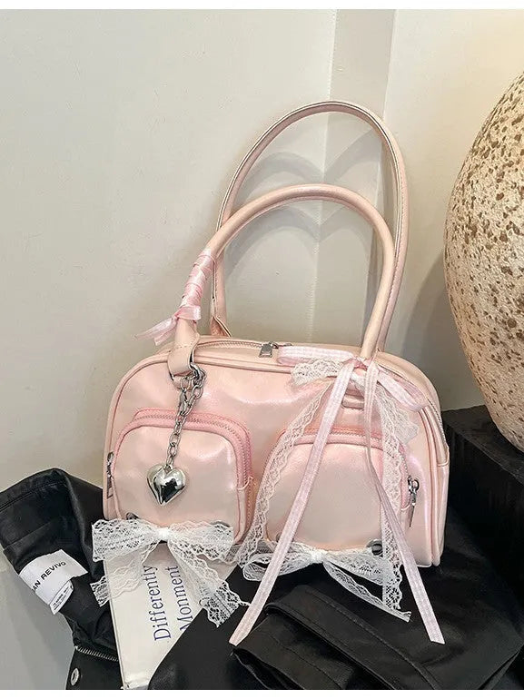 Large capacity PU leather casual shoulder bag in horizontal square design with internal mobile phone compartment