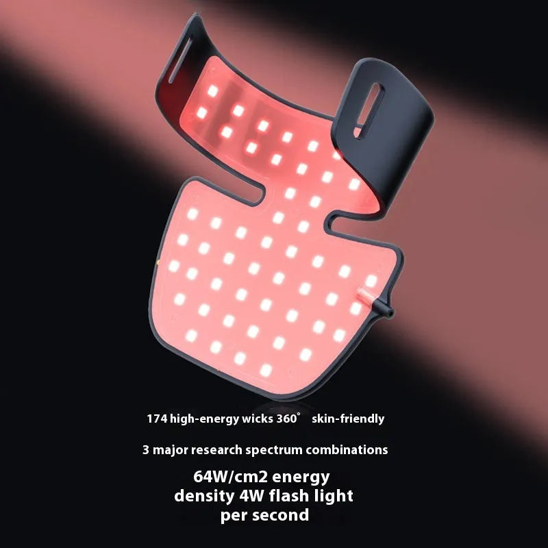 Black LED photon therapy mask with adjustable settings for home skin treatment