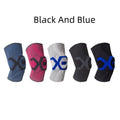 Men's silicone knee pads in black and blue colour for running and cycling protection
