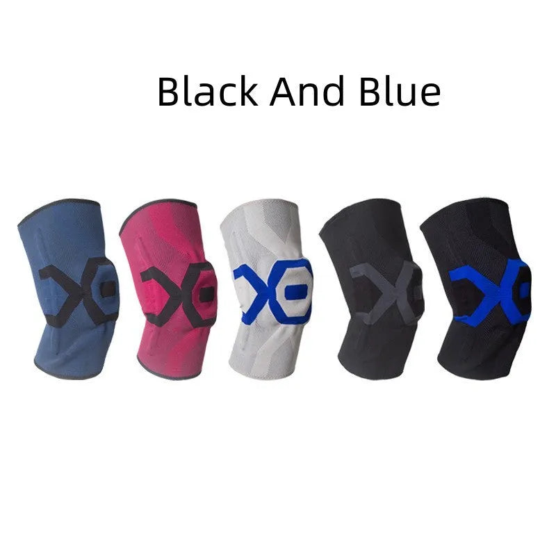 Men's silicone knee pads in black and blue colour for running and cycling protection