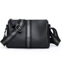 Black genuine leather one-shoulder crossbody bag showing front view