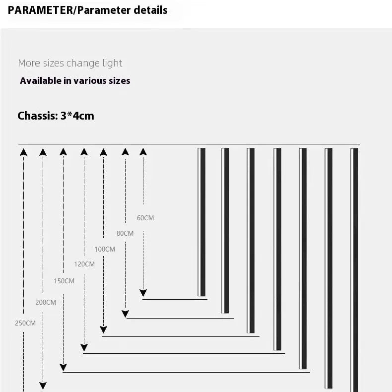 80cm long black aluminium LED wall lamp with touch control for three light colours