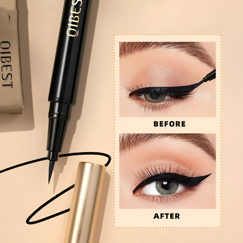 Black liquid eyeliner pen with waterproof quick-drying smudge-resistant formula