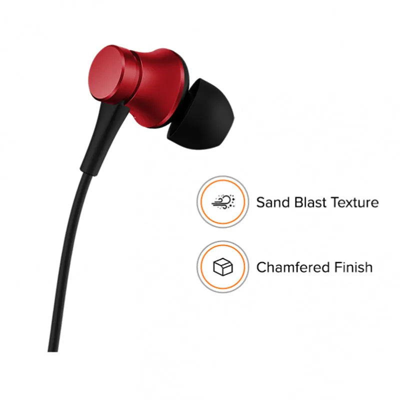 Piston in-ear wired headphones with 3.5mm jack in black, blue, and red colour options