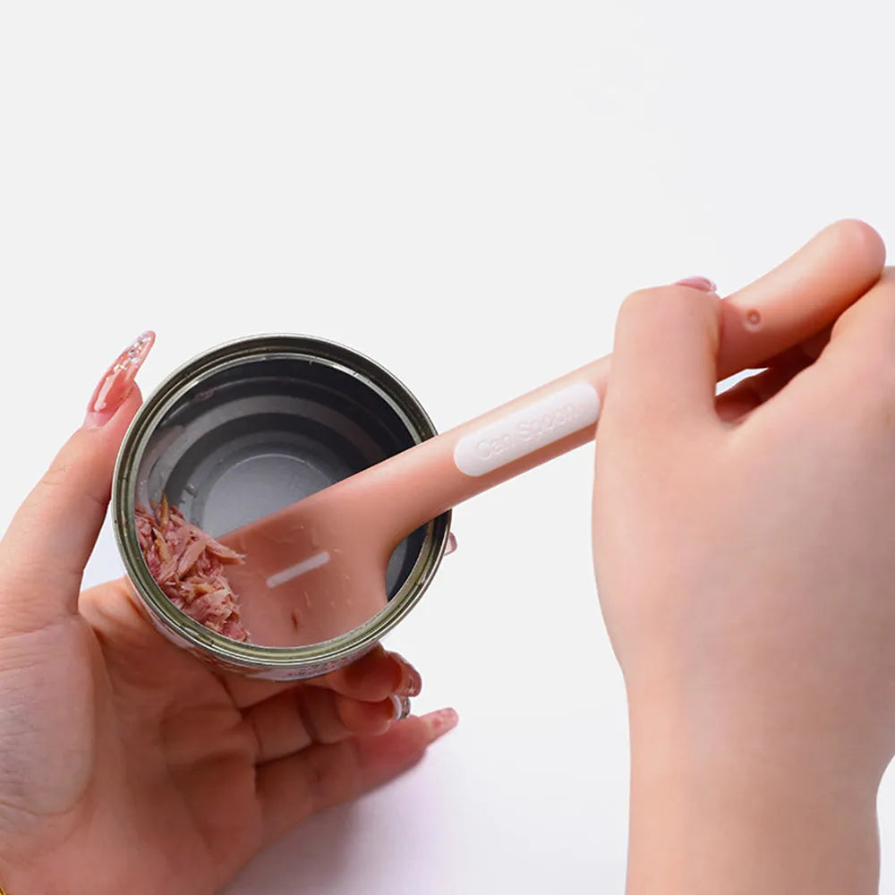 TPR pet feeding spoon with long handle for canned cat and dog food in green colour