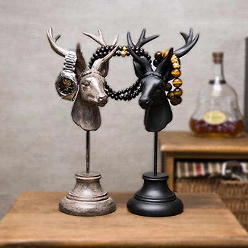 Matte finish natural resin animal decoration statue in black, white, or wood colour tones