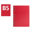 Simple business loose-leaf notebook in imitation leather, shown in multiple colours and A5, A6, B5 sizes.
