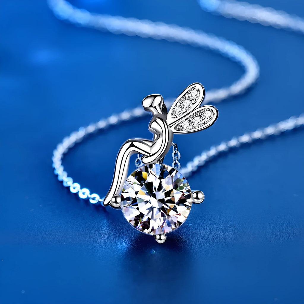 FARCENT moissanite necklace with 1 karat pendant and cartoon design on 925 silver cross chain