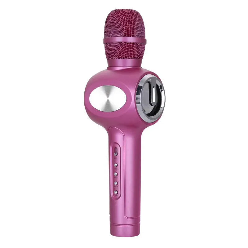 Yaerjia E108 mobile microphone karaoke system with integrated speaker in black, gold or pink colour options