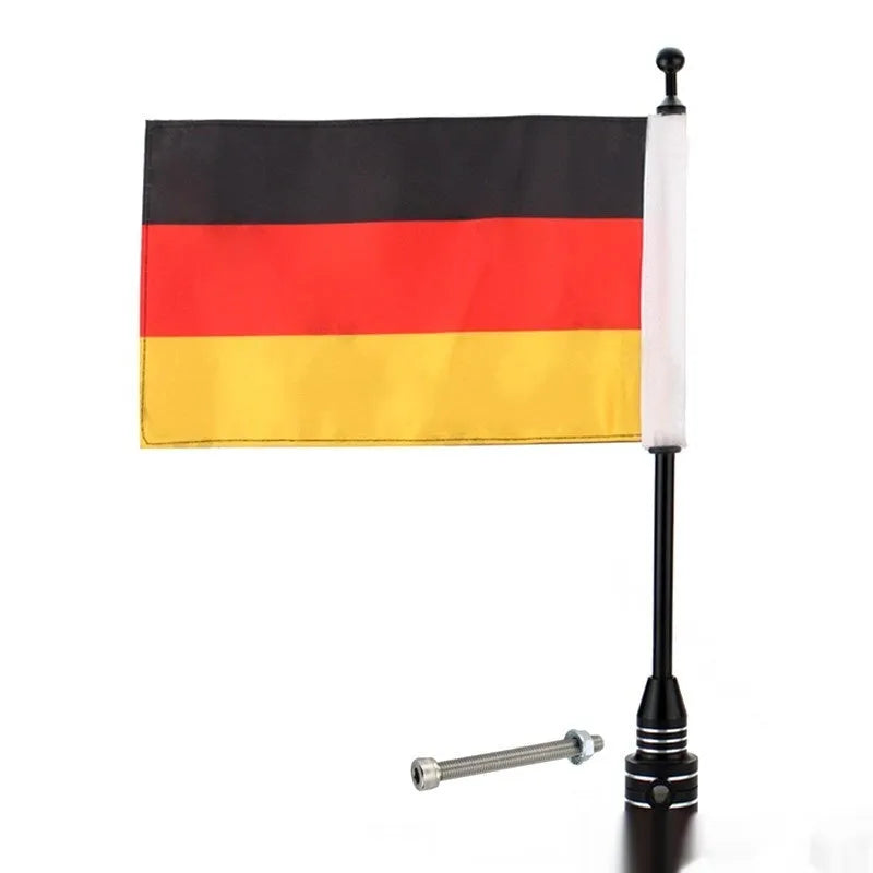 Tail Box motorcycle flagpole for side box mounting in black or silver finish