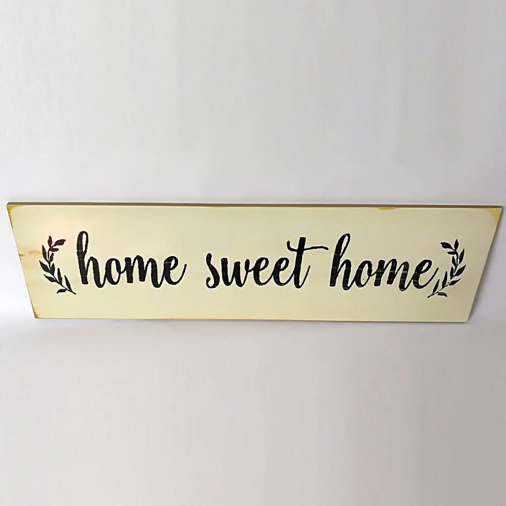 Wooden Home Sweet Home carved wall hanging ornament in black or white, 40cm wide