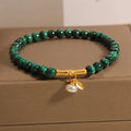 White crystal lucky bamboo bracelet for women, showing high-rise design on wrist.
