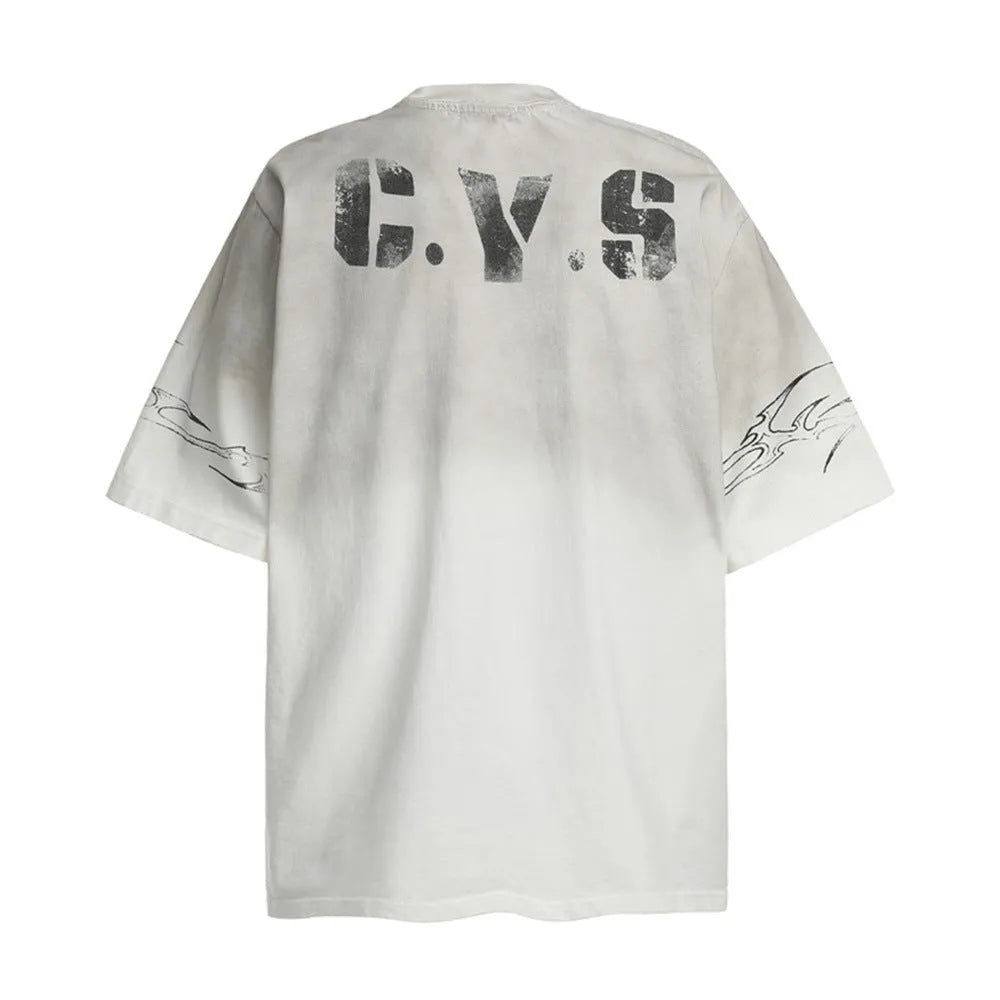 Men's printed short-sleeved cotton t-shirt in white or black colour options