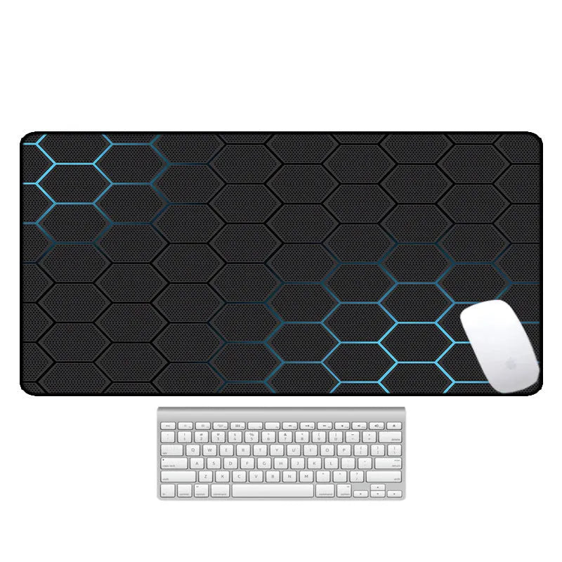 Large computer desk pad with natural rubber non-slip base showing thermal transfer printed pattern