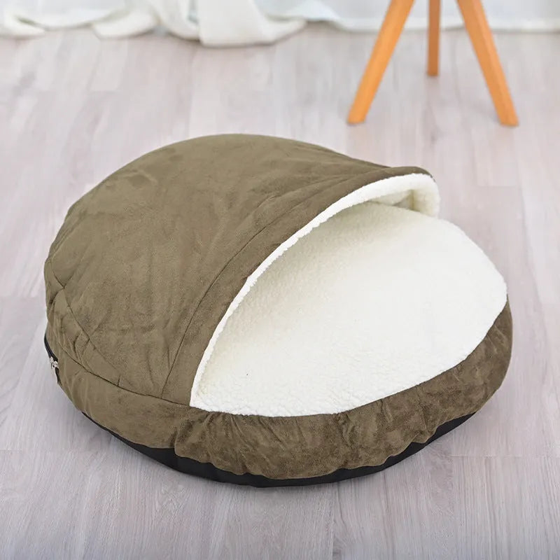 Removable washable cloth dog kennel in brown or grey colour for small to medium sized pets