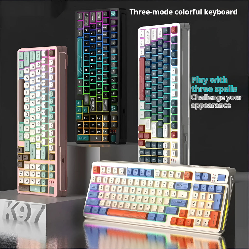 Luminous desktop computer keyboard with three-colour backlighting and mechanical feel keys