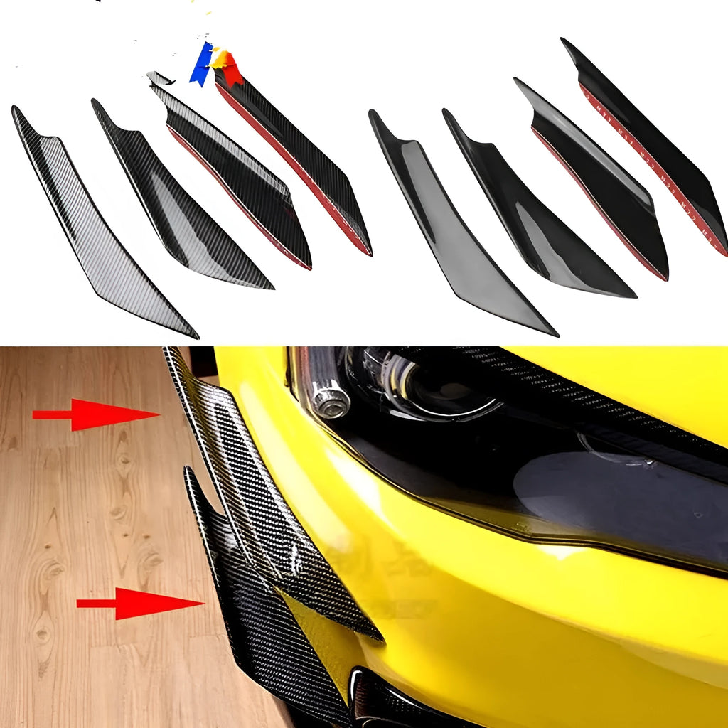 Carbon fibre pattern bumper blade spoiler for car front bumper mounting