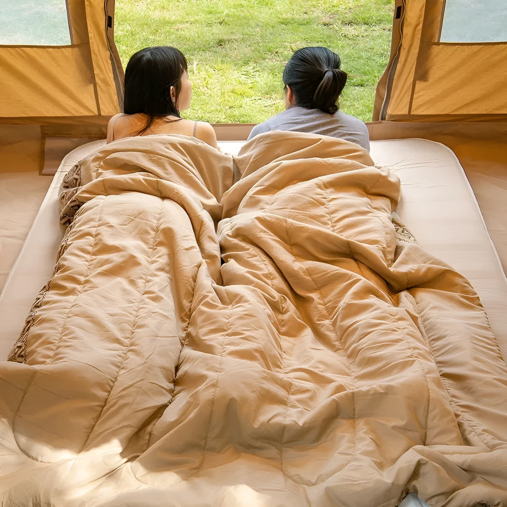 Adult portable camping sleeping bag with compression storage bag in three colour options
