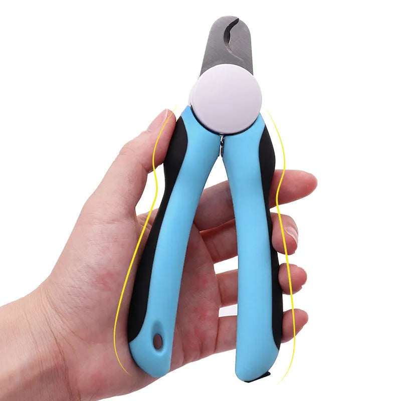 Blue heavy duty dog nail clippers with safety guard for large breeds and thick nails.