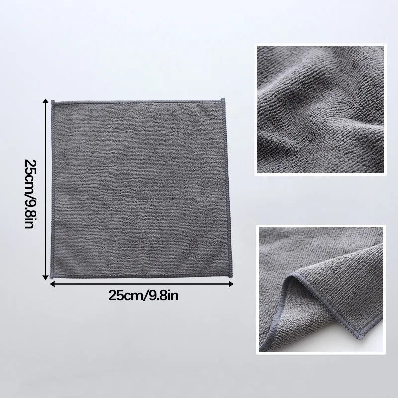Grey square microfiber kitchen cleaning cloth for oil and decontamination tasks