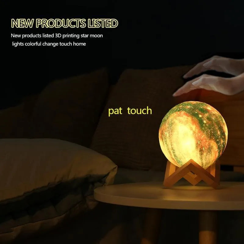 3D printed lunar light sphere with LED illumination in multiple colour modes