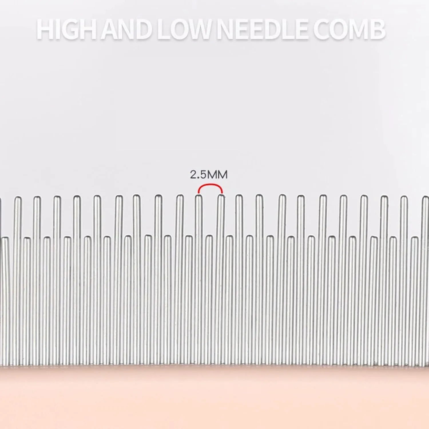 Blue pet grooming comb with three interchangeable heads: dense needle, high-low needle, and sparse needle configurations