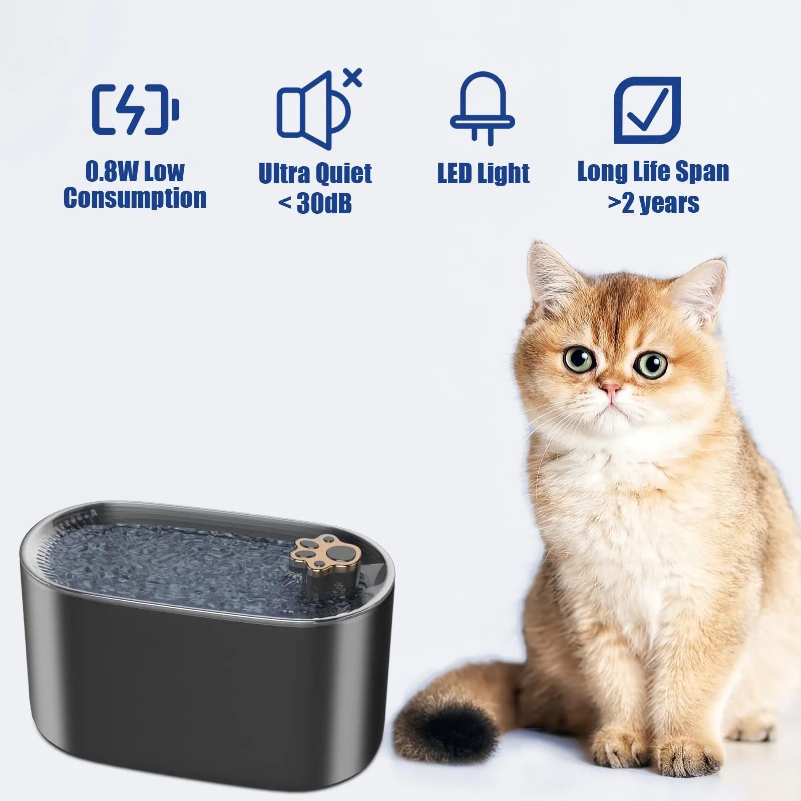 3L capacity pet water fountain with LED light indicator and triple filtration system