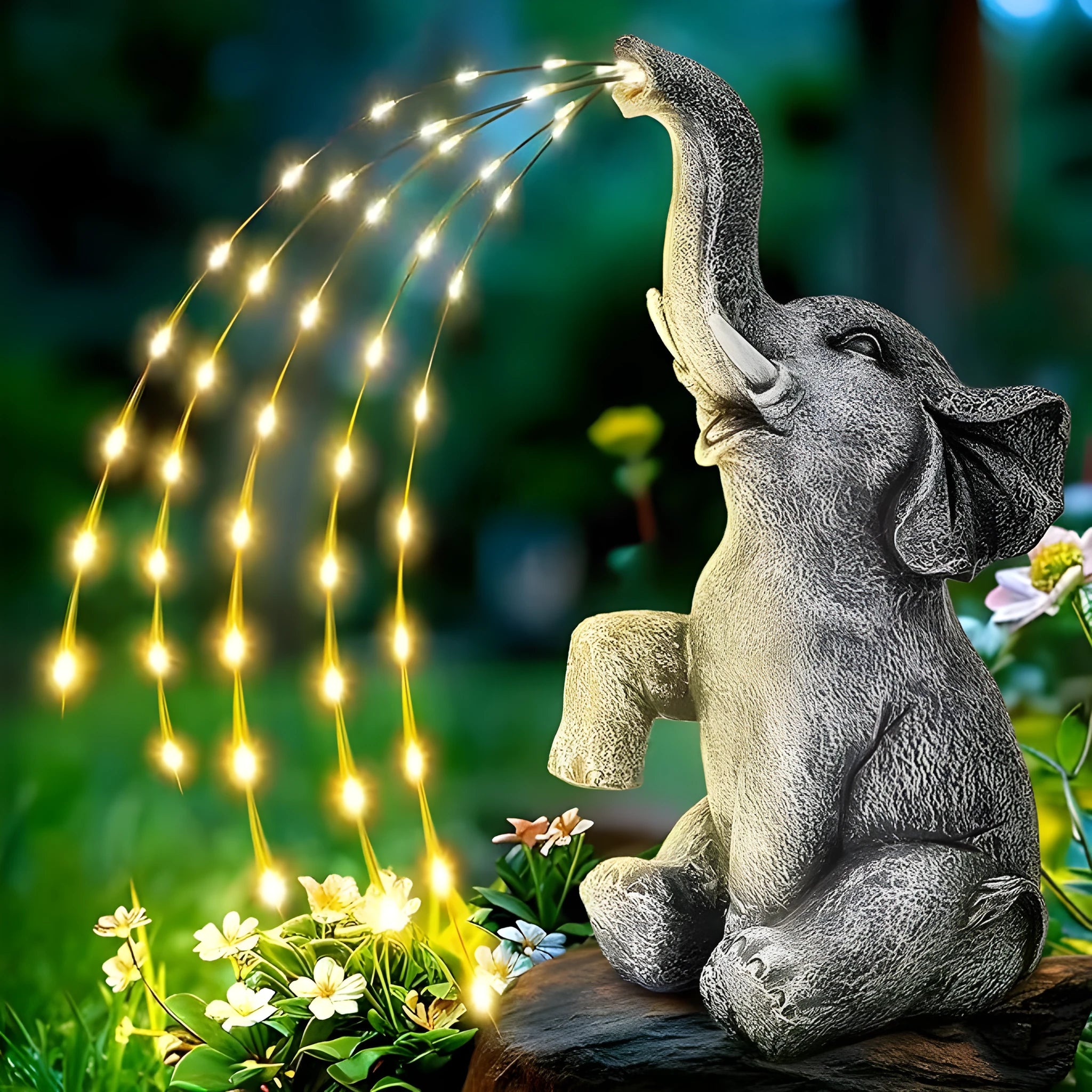 Resin elephant garden statue with LED lighting for outdoor decoration