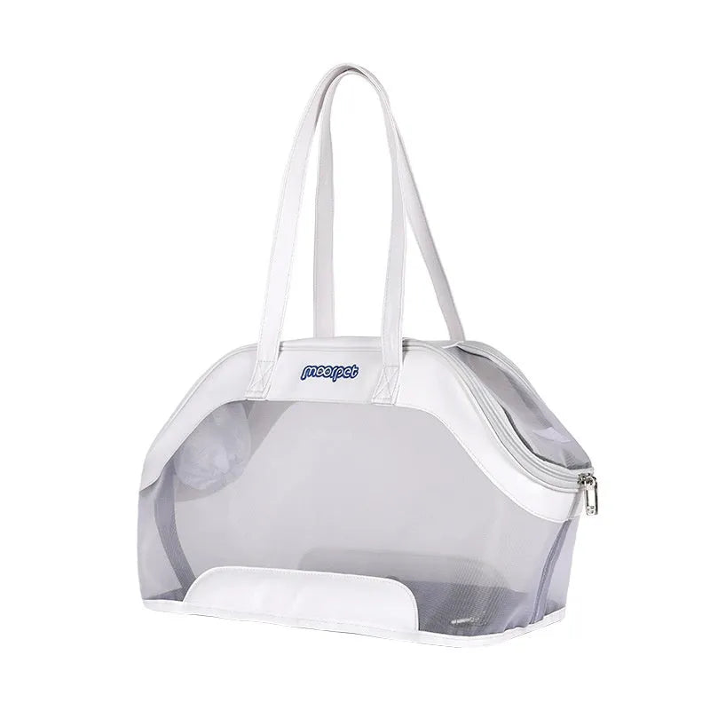 MOORPET leather cat carry bag in Milan White colour with 25L capacity