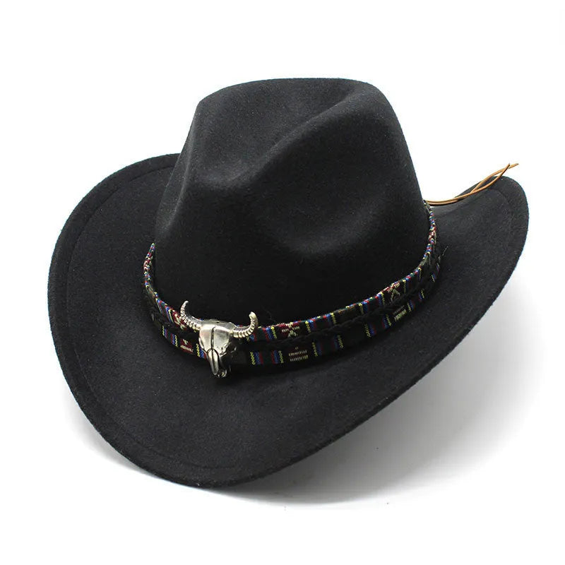 Western cowboy hat with a bell crown in polyester fabric, shown in one of fourteen available colours