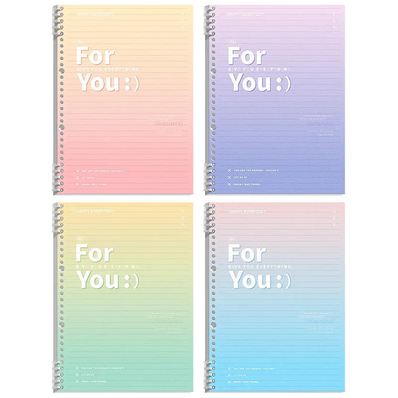 Gradient colour coil notebook with removable spiral binding in A4 and B5 sizes