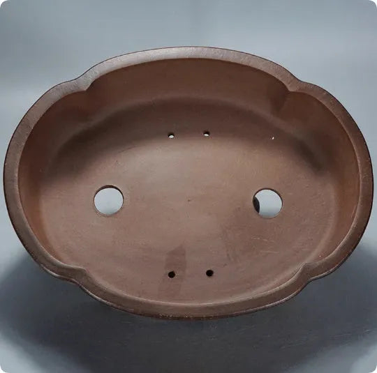 Classical green purple clay bonsai pot, 50cm wide, for tabletop or floor plant display.