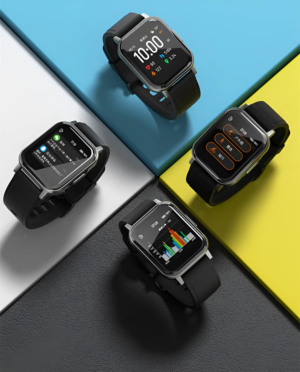 Black waterproof smart bracelet with a 1.4-inch screen on a silicone strap.
