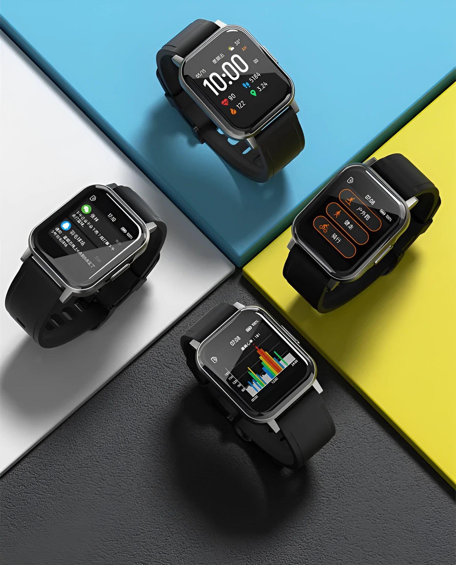 Black waterproof smart bracelet with a 1.4-inch screen on a silicone strap.