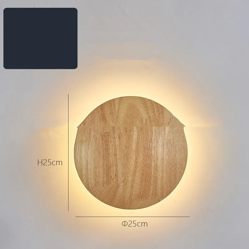 Modern log art wall lamp with wooden shade oval shape LED light