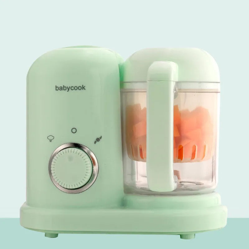 Baby food processor with steamer and blender functions in green colour with 10 litre capacity