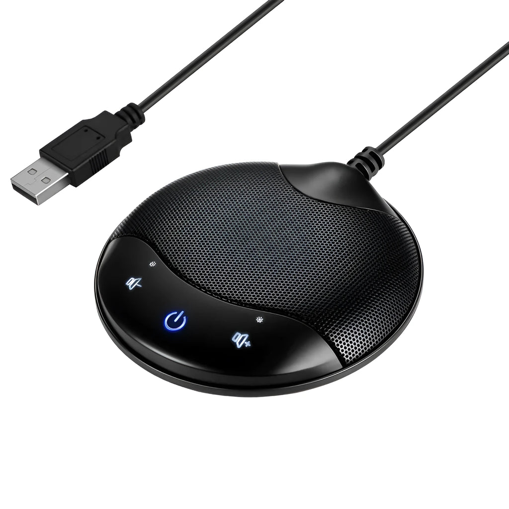 Black A7 USB condenser microphone for conference calls and gaming voice chat