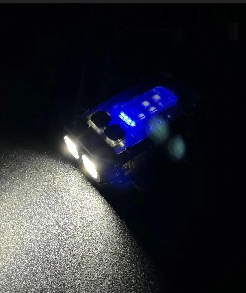 Tactical mini warning flashlight with USB charging cable and backpack mount