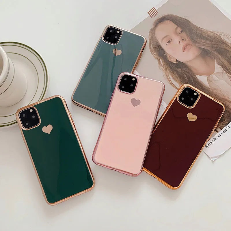 Slim solid colour TPU back cover case for iPhone on a table.