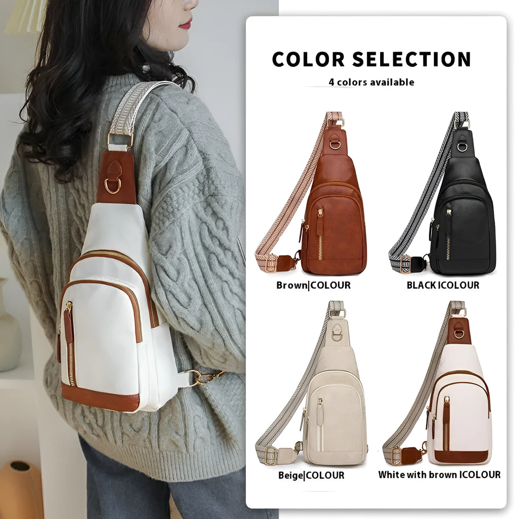 Soft PU leather women's crossbody messenger bag in street style with open pocket