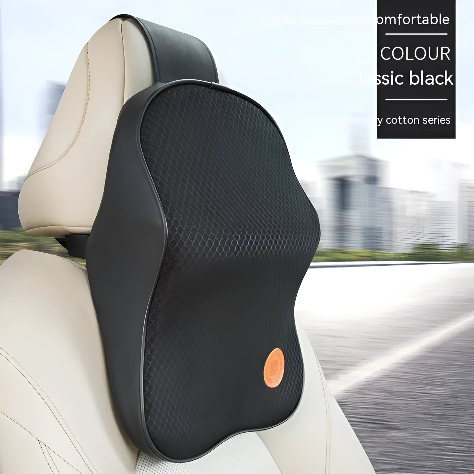Memory foam car headrest pillow and lumbar support pillow set in a choice of seven colours