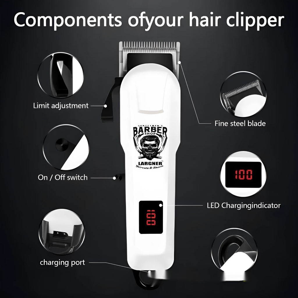 USB rechargeable cordless hair clipper with stainless steel cutter head in 4-in-1 kit