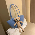 Woven cotton linen dumpling-shaped bag with three-dimensional pocket and double shoulder straps