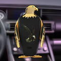 Wireless charging car phone holder with suction cup base in black and gold colour combination