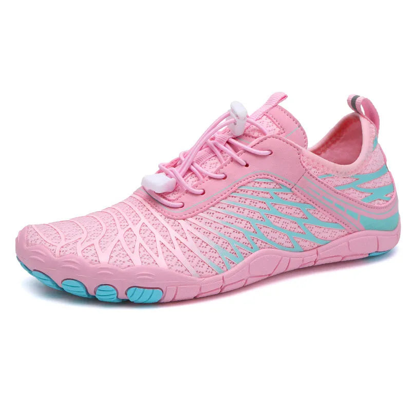 Breathable lace-up casual sports shoes in various colours with a rubber non-slip sole.