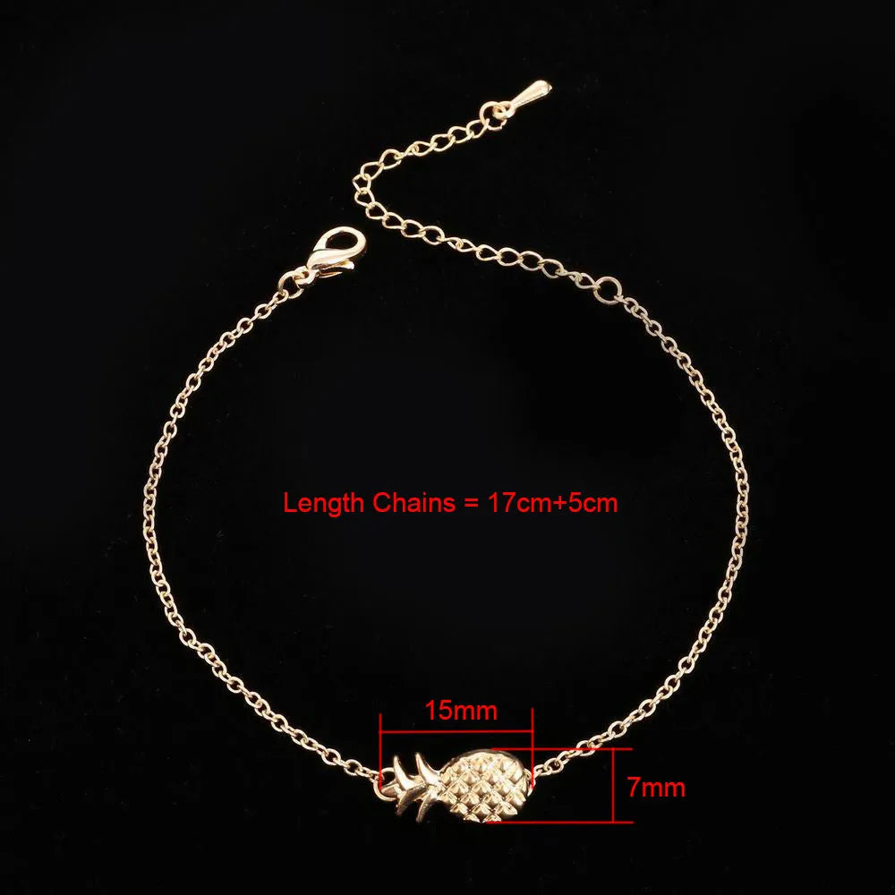 XINGX series alloy pineapple charm bracelet in gold and silver colour options
