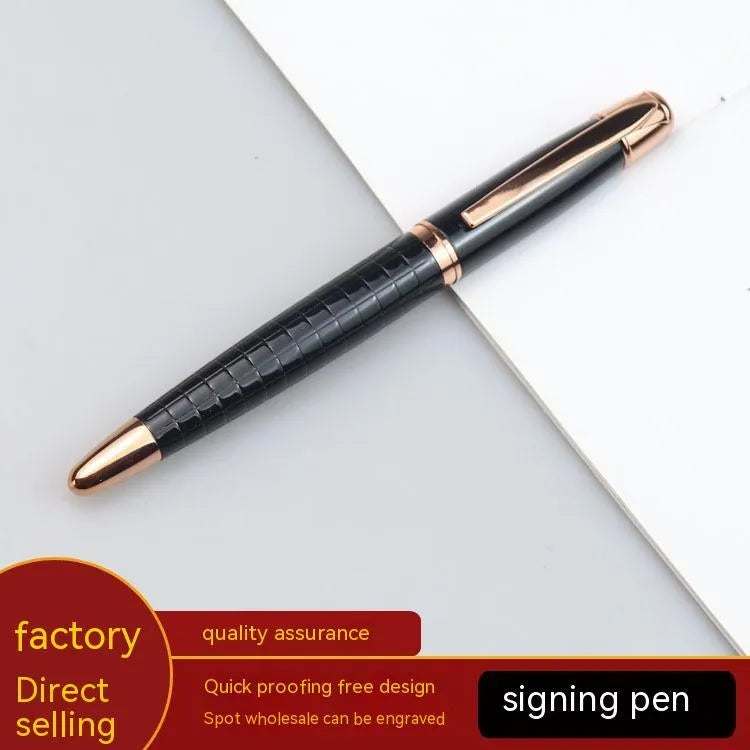 Gun grey metal roller pen with choice of black or blue ink for office use.