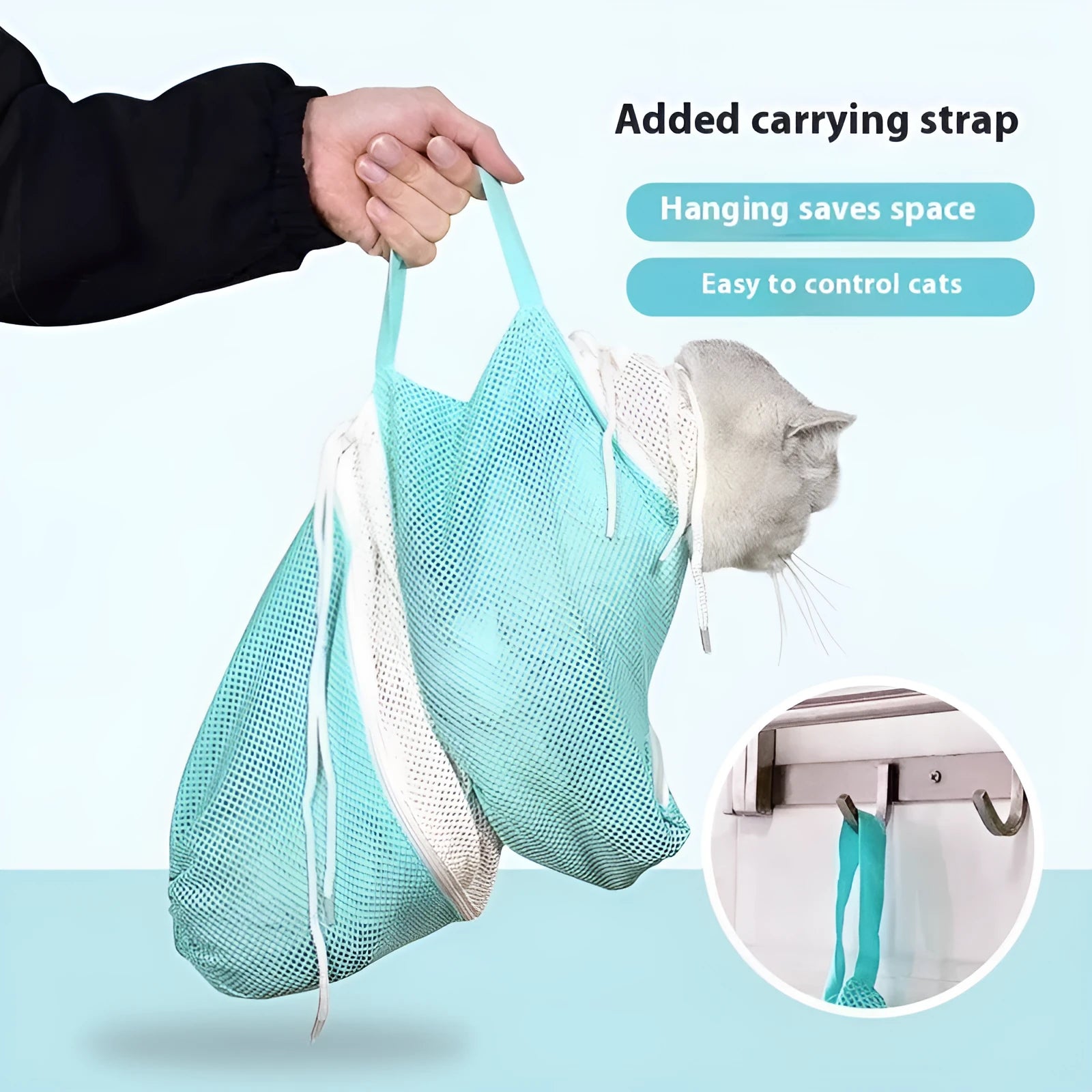 Fifth-generation cat grooming bag in detachable design for secure restraint during pet bathing and nail trimming