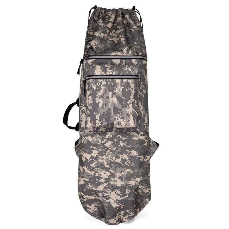 Large waterproof nylon skateboard bag with shoulder strap for longboards and fishing rods