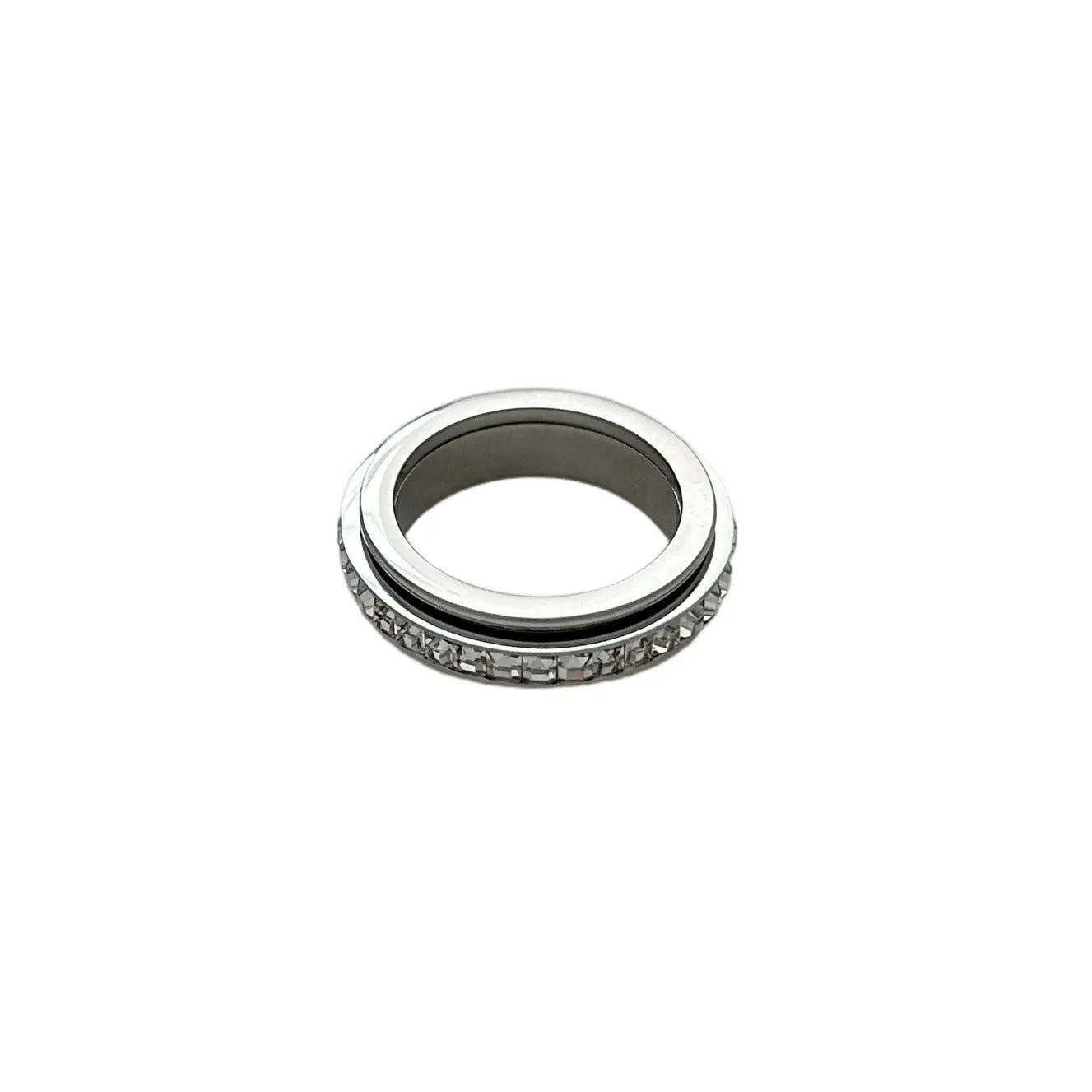 Titanium steel rotatable ring with starry sky design in gold electroplate finish on a dark background